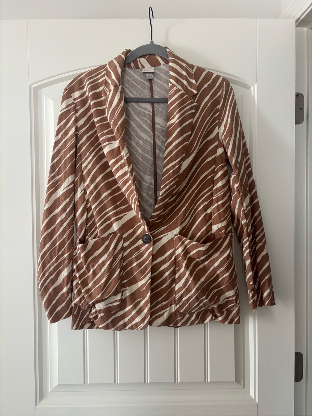 a new day Brown and Cream Zebra-Print Blazer